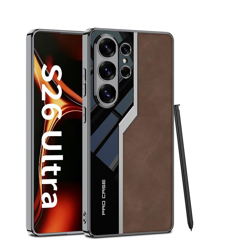 Case for Samsung S26 Ultra Matte Leather Electroplated Supercar Full Coverage Protective Case Shock Proof Anti-Fingerprint Plain