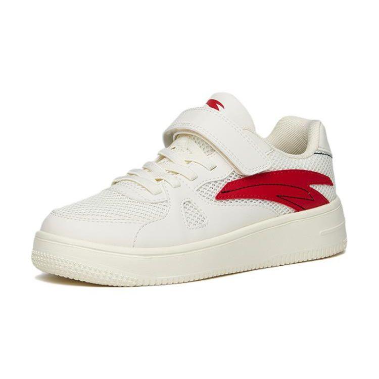 Anta Kids Velcro Strap Breathable Casual Skate Shoes Off White Red A332118000C-1