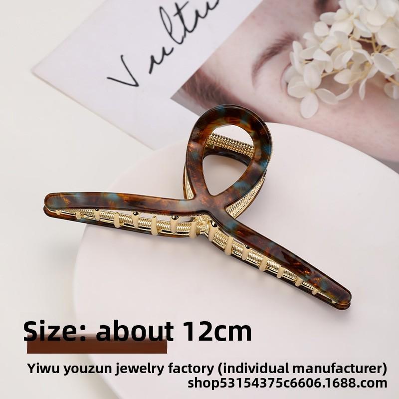 

Заколка для волос из высококачественного ацетата для детей, большая металлическая заколка-акула, аксессуар для волос на лето, для затылка Wild brown