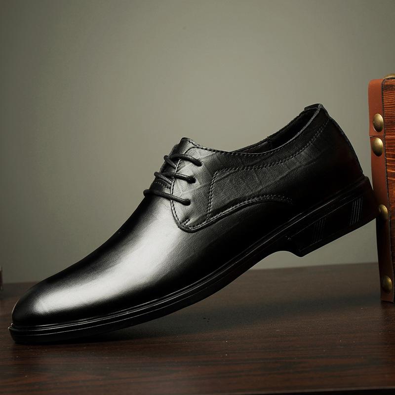 2025 new men's leather shoes, British four seasons business dress leather shoes, black first-layer cowhide men's leather shoes