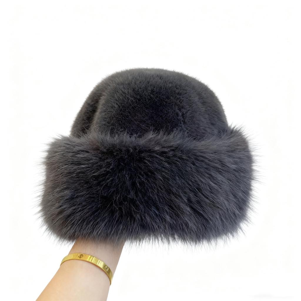 Neue High-End-Plüschmütze für großen Kopfumfang, winterlich warme, flauschige Mütze