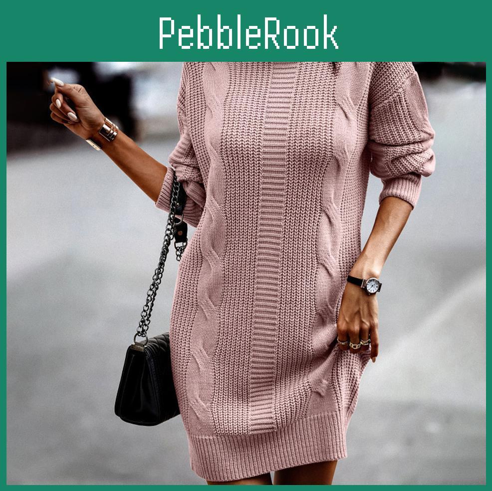 Autumn Fashion Winter Womens And Clear Color High Neck Long Sleeve Hip Sweater Dress