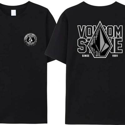 Summer Fashion Men's Women's T-Shirt Double Casual Oversized Volcom Stone T-Shirt Pattern Printed Sports Top Streetwear