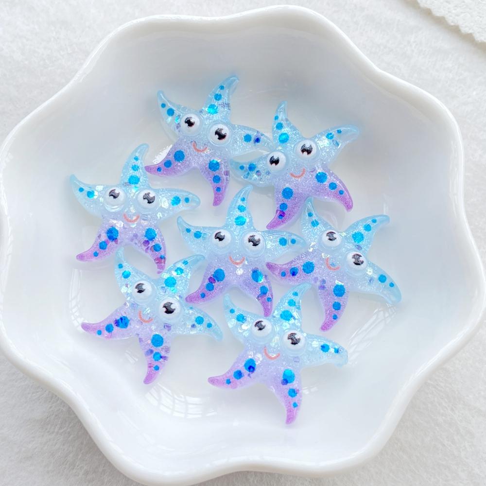 20Pcs Cute Resin Cartoon Shell, Starfish, small fish, seahorse, for Scrapbooking, Wedding Decor & DIY Jewelry Making Accessories