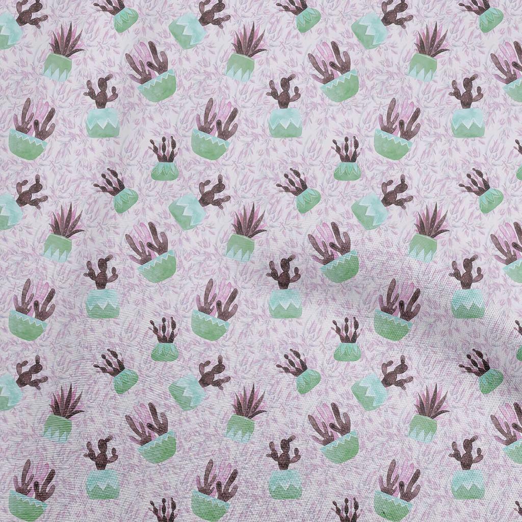 oneOone Georgette Viscose Gray Fabric Cactus Fabric For Sewing Printed Craft Fabric By The Yard 42 Inch