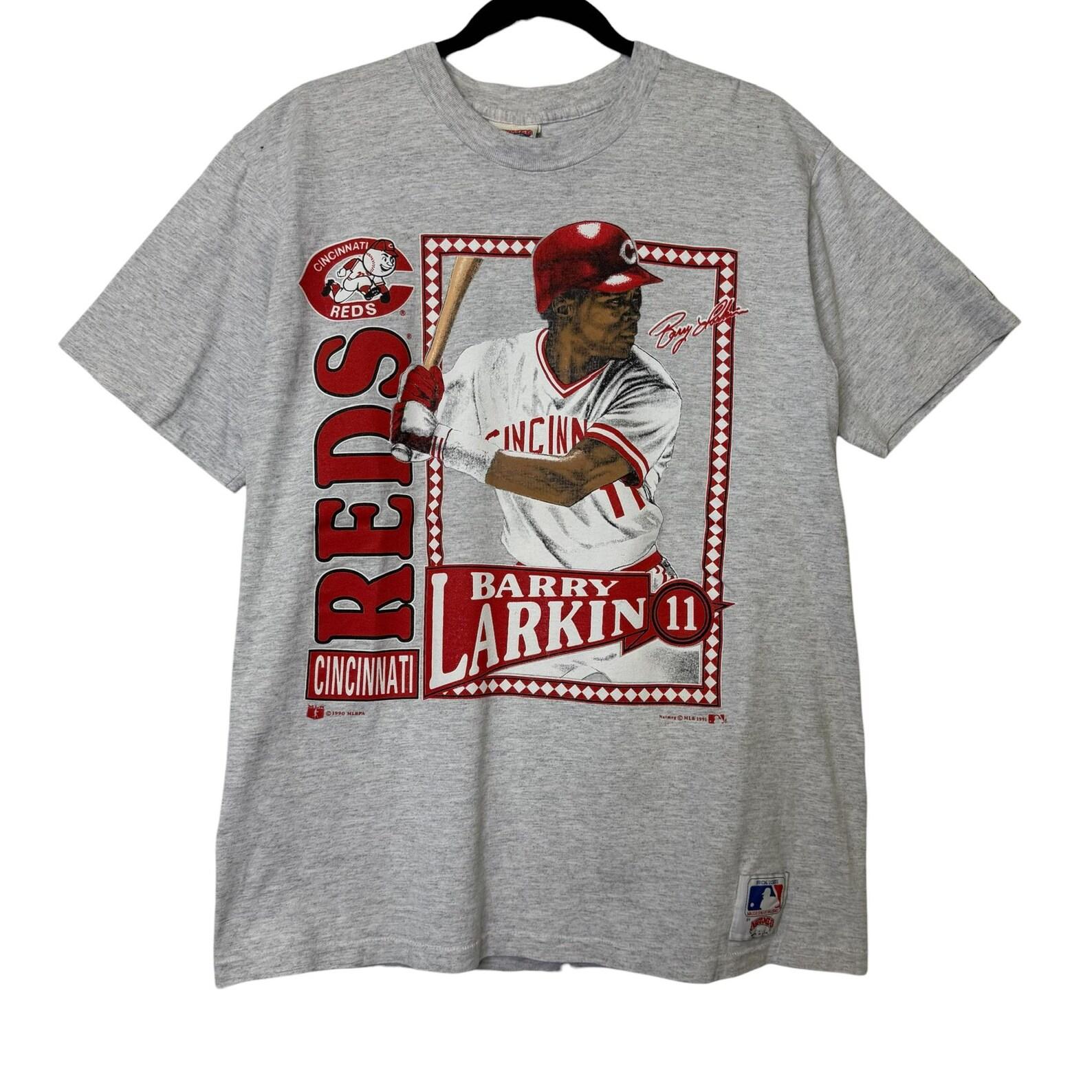 1991 Barry Larkin Cincinatti Reds Nutmeg T shirt Sz L (B642) XL