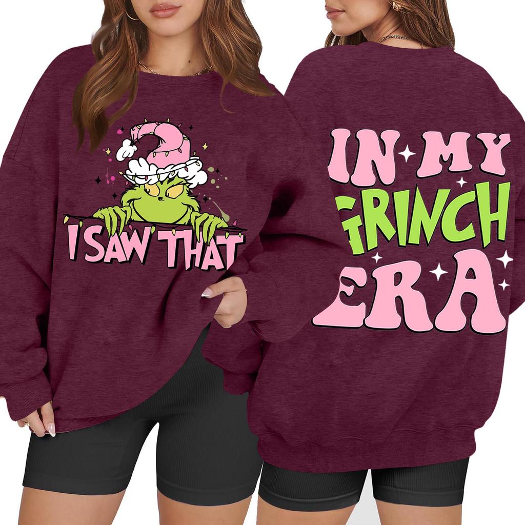 Women's Casual Fashion Long Sleeve Christmas Printed Round Neck Sweatshirt Top