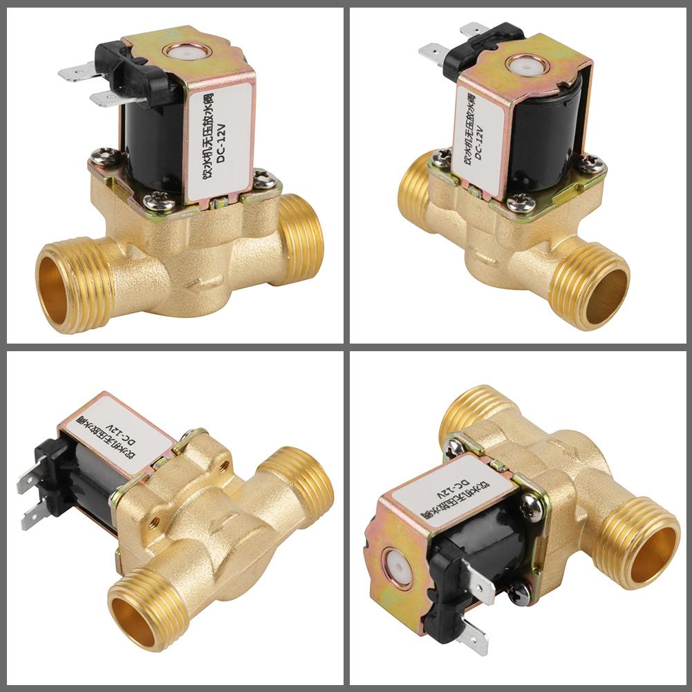 Valvola Solenoide Elettrica in Ottone 12V BSPP G1 2 NC Normalmente Chiusa a 2 Vie Senza Valvola Regolatrice di Pressione