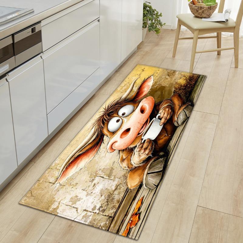 Long Kitchen Mat Vintage Coffee Theme Pattern Anti Slip Floor Mat Soft Wear Resistant Suitable for Kitchen Decor