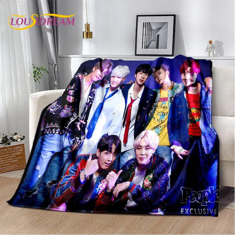 Kpop B-Bts Bangtan Kim JIN SUGA V JIMIN Soft Plush Blanket,Flannel Blanket Throw Blanket for Living Room Bedroom Bed Sofa Picnic