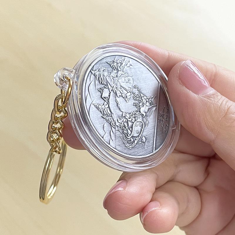 Christmas backpack decoration, commemorative coins, antique silver coins, Santa Claus, Christmas Eve, gifts, gold coins, silver coins, keychains