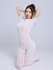 Zipper Open Crotch Sexy Leotard Sheer See Through Bodysuits Oil Glossy Shiny Silky Tights Smooth Yoga Dance Jumpsuits Elastic