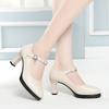 New spring and autumn women's high heels cheongsam catwalk work shoes waterproof table comfortable thick heel one-word buckle
