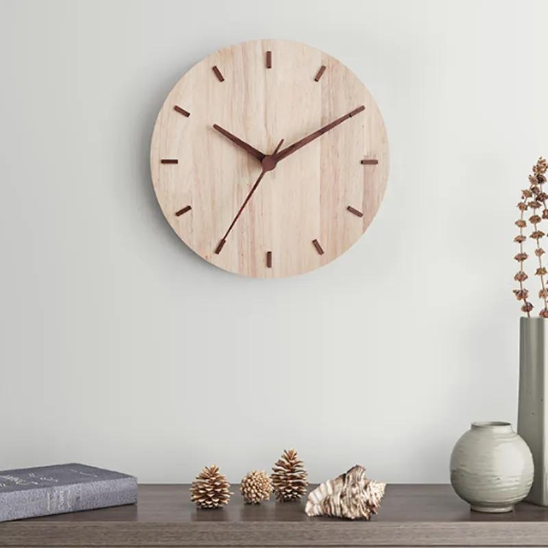 Decorative Clock Creative Nordic Simplicity No Drilling Solid Wooden Walls Clocks Home Livings Rooms Wall Clock Living Room Bedroom Decoration Layout
