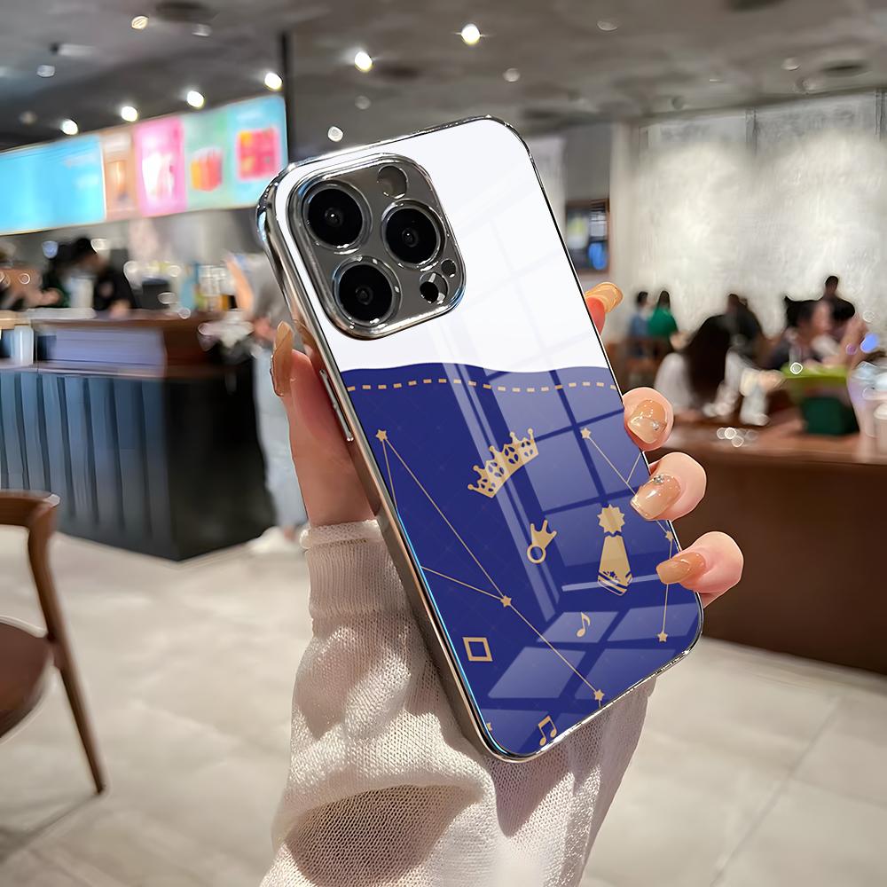 

H-Hoshimachi Suisei Phone Case For IPhone 17 Pro Max 15 Pro 16 14 Plus 12 13 Mini 11 Pro Shockproof Electroplated Glass Cover iPhone17