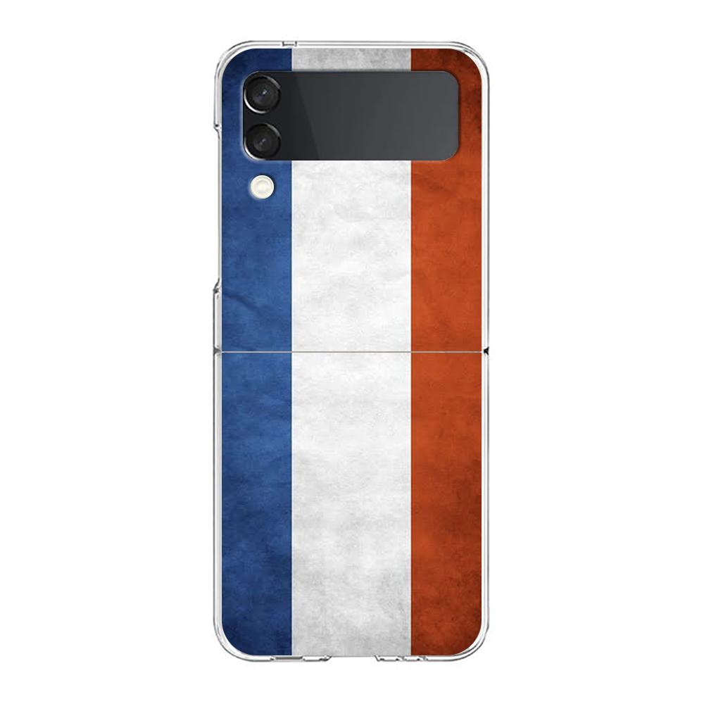 France Flag Soccer Paris Phone Case For Samsung Galaxy Z Flip 3 4 5 Hard Folding PC Shell For Samsung Z Flip3 Clear Back Cover