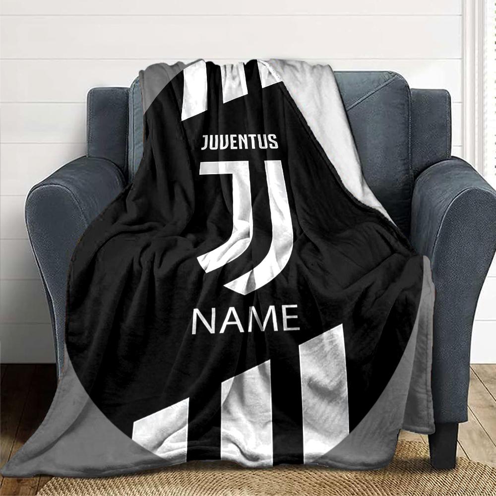 Custom Name Juventus Badge blanket for Couch & Bed, Plush Cozy Fuzzy Blanket Super Soft & Warm Blankets for Fall and Winter. 0908255