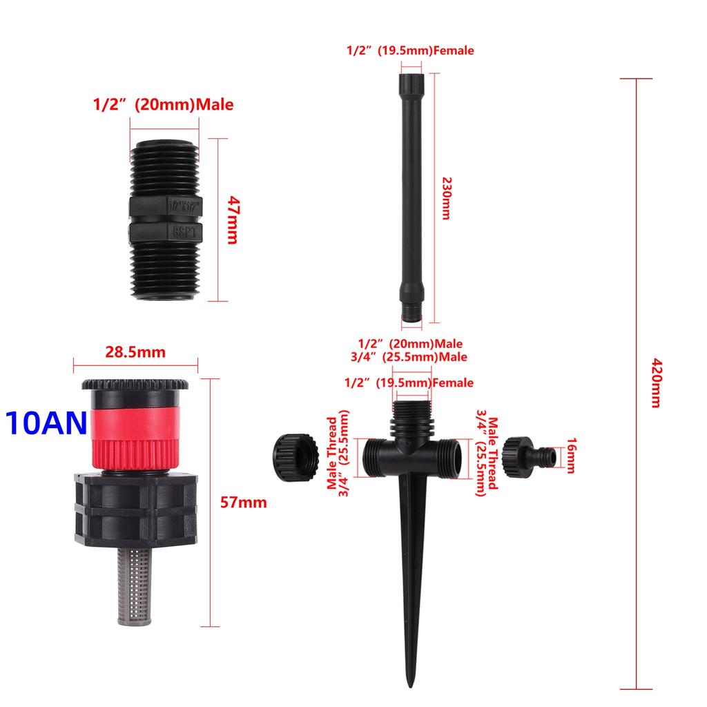 Garden Pop-up Watering Sprinkler 0~360 Degree Adjustable Scattering Nozzle 1/2" Thread Bracket Farm Lawn Crops Irrigation Tools