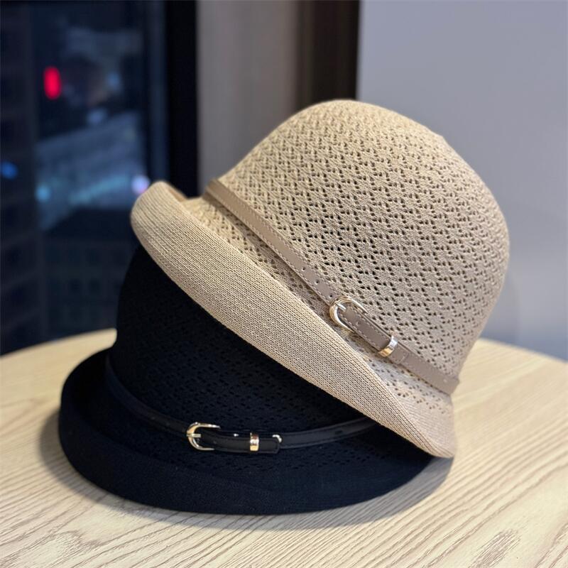 New bucket hat summer vacation travel bucket hat casual versatile photo good-looking hat linen weaving tide