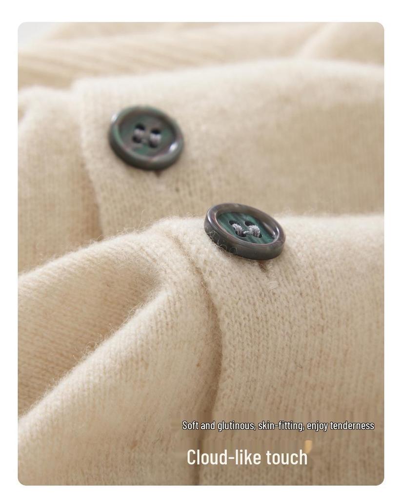 Gilet Cardigan en Laine à Col en V - Printemps/Été 2026 Vêtement d'Extérieur Décontracté Chic à Boutonnage Simple