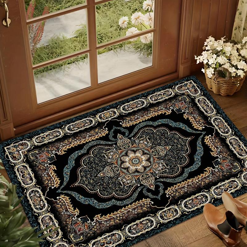 Persian Style Carpet for Living Room Home Decoration Retro Lounge Rug Soft Bedroom Doormat Non-slip Bedside Mats Washable Dark