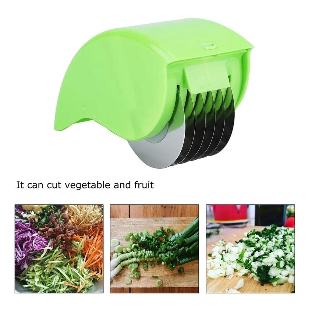 Vegetable Chopper Roller Manual Scallion Cutter with 6 Stainless Steel Blade Herb Roller Mincer Parsley Chopper Tools