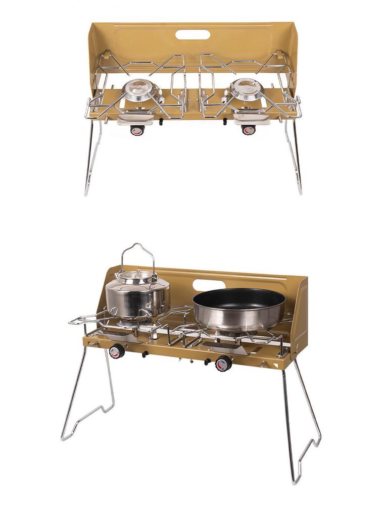 CLS Portable Folding Double-Burner Gas Camping Stove