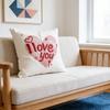Valentine's Day Pillow Cover 18" Faux Fur Love x 18" Soft Plush Heart Pillowcase Embroidery Throw