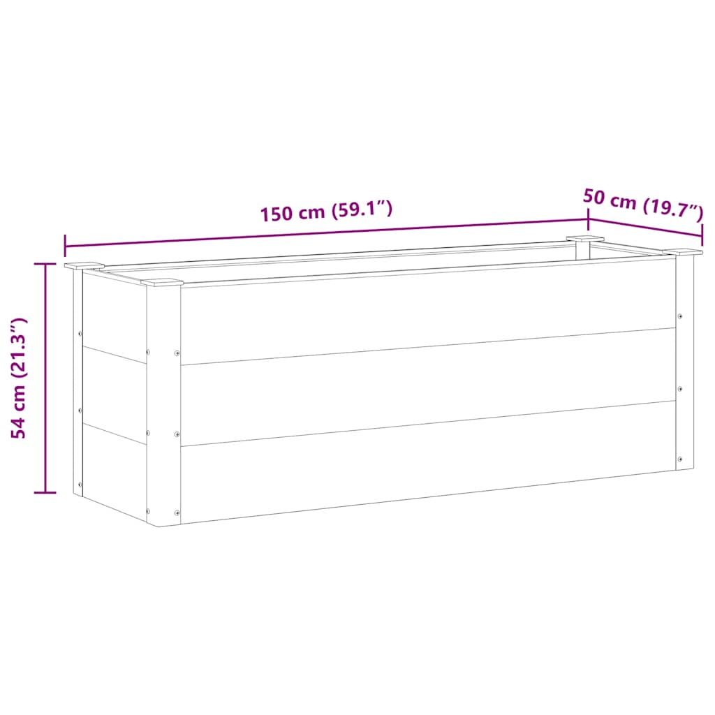 Garden Raised Bed WPC 150 X 50 X 54 Cm Grey
