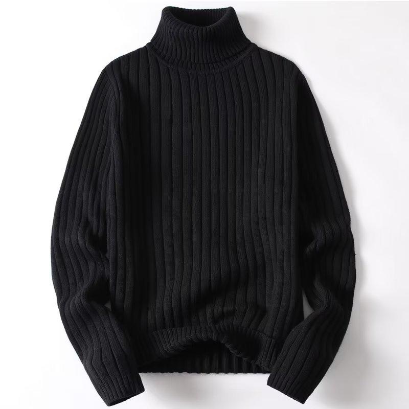 Men's Trendy Winter High Neck Sweater - Solid Color, Simple Style, Versatile Casual Design