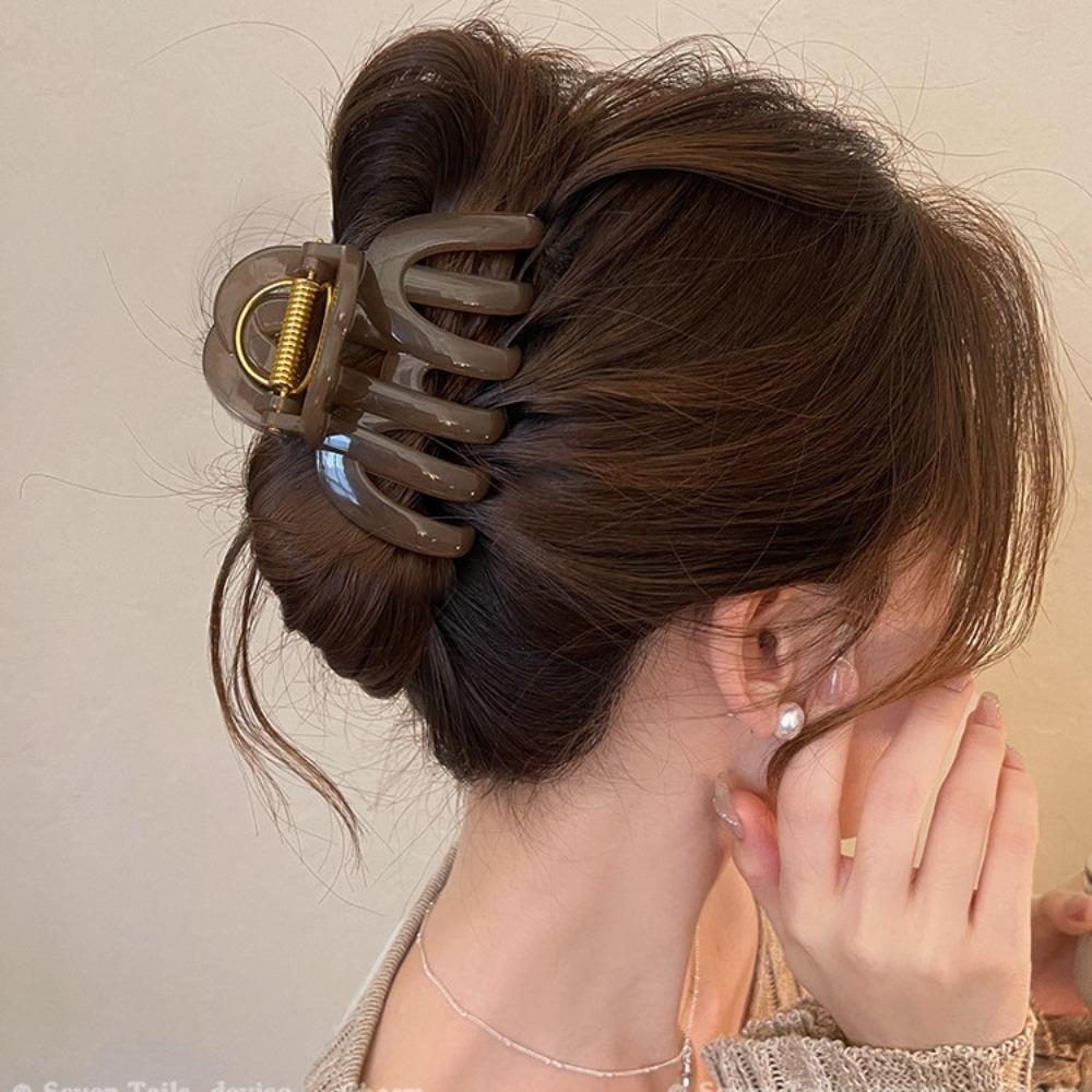 Updo French Style Pumpkin Hair Claw Large Cute Hair Grab Temperament 9cm/3.54inch Shark Clip Female