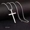 Collier pendentif croix en acier inoxydable pour hommes femmes Bijoux minimalistes Colliers masculins féminins Chaîne de pull argentée