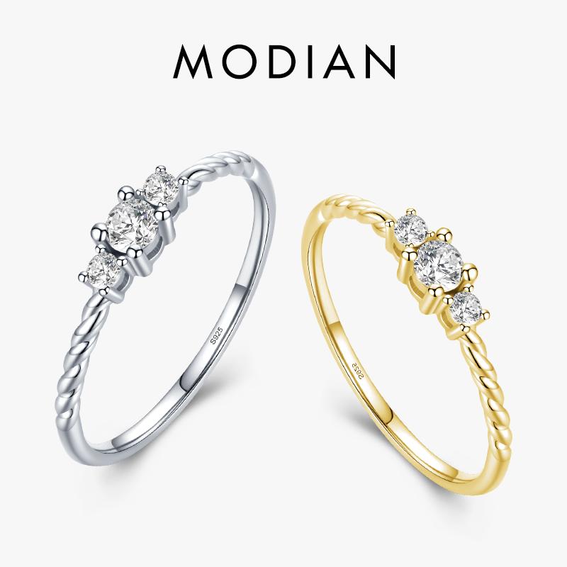 

MODIAN Radiant Clear CZ из чистого серебра 925 пробы, классическое кольцо на палец для женщин, зимний рождественский подарок, обручальные украшения