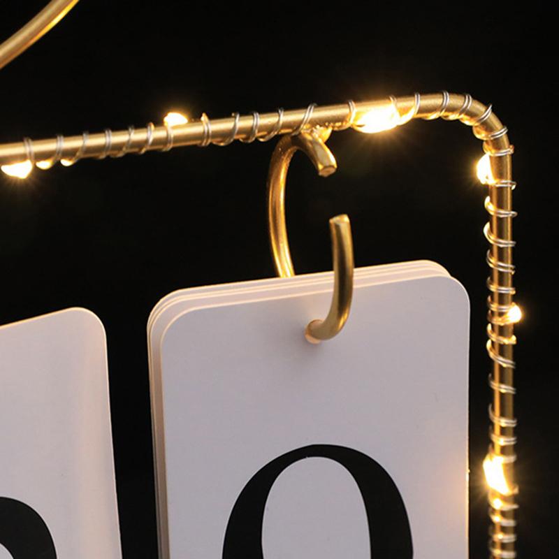Flipkalender med lys til skrivebord Træ Evig Kalender til Skrivebord Med Måned Dato Visning Skrivebordskalender til Hjemmekontor Indretning