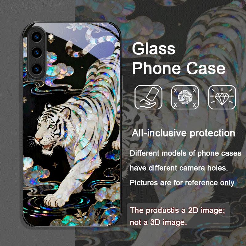 

Стильный чехол из закаленного стекла с принтом текстуры мрамора Тигр и Дракон для Samsung Galaxy S25 Ultra S24 S23 Plus S22 S21 FE Galaxy S22 5G