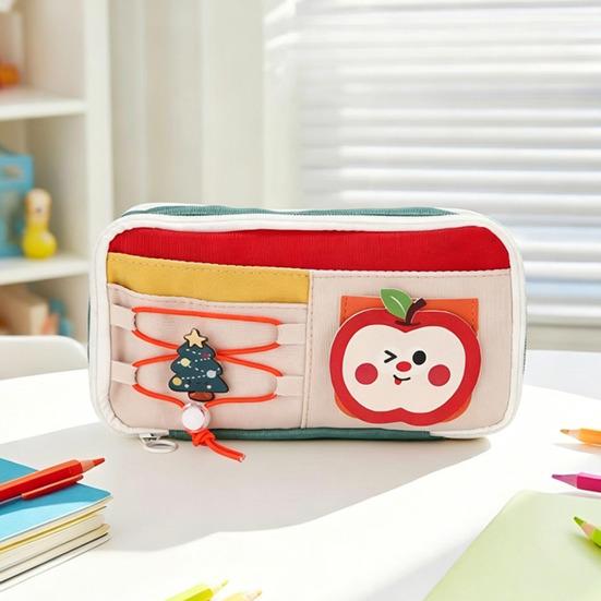 Estuche de Lápices de Dibujos Animados con Cremallera y Cordón Bolsa de Papelería Multifuncional para Estudiantes Gran Capacidad Resistente al Agua Lápiz para Material Escolar