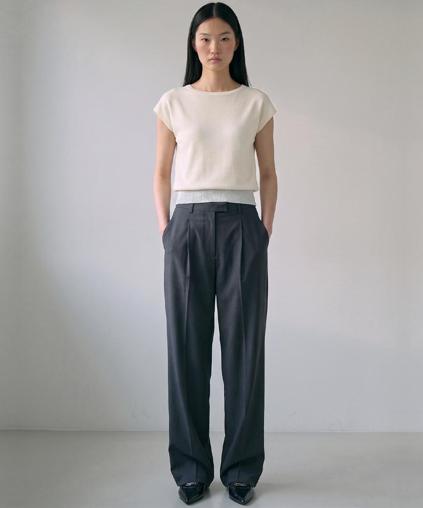 KIMDOH Arlo Ribbed Round Cap Top Ivory