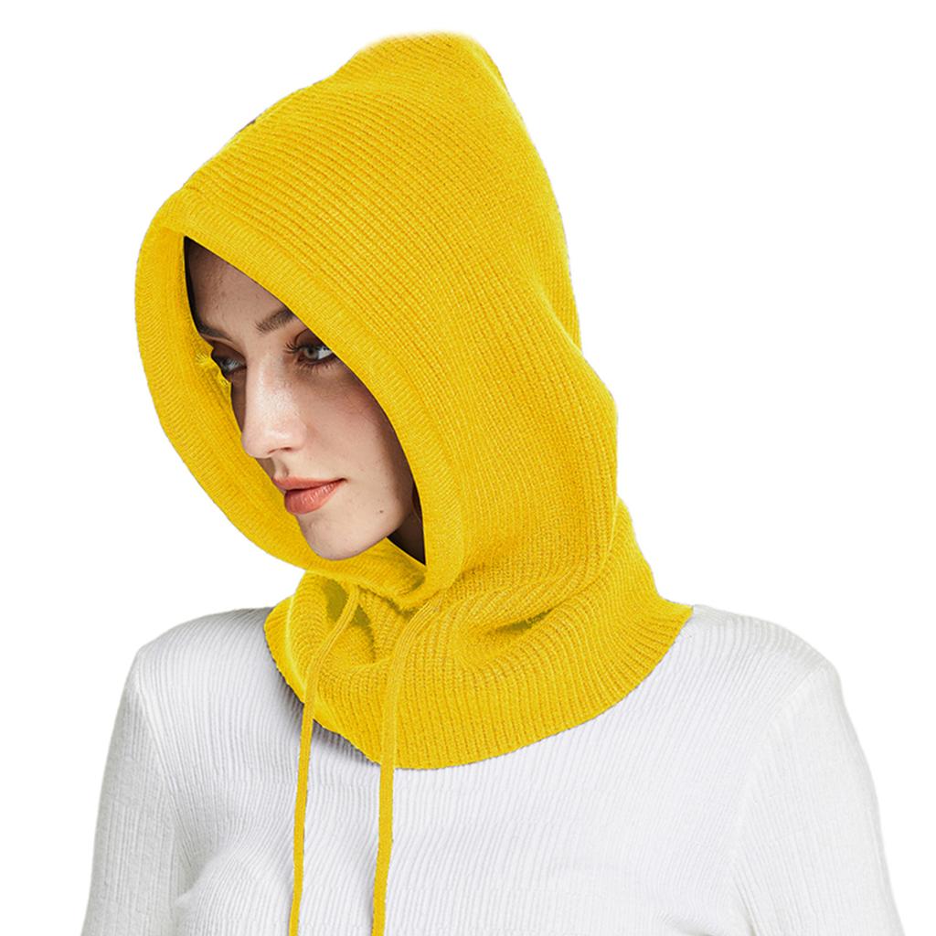 Cagoule tricotée en laine pour femme et homme, écharpe à capuche avec cordon de serrage, bonnet de protection du cou et du visage pour couple