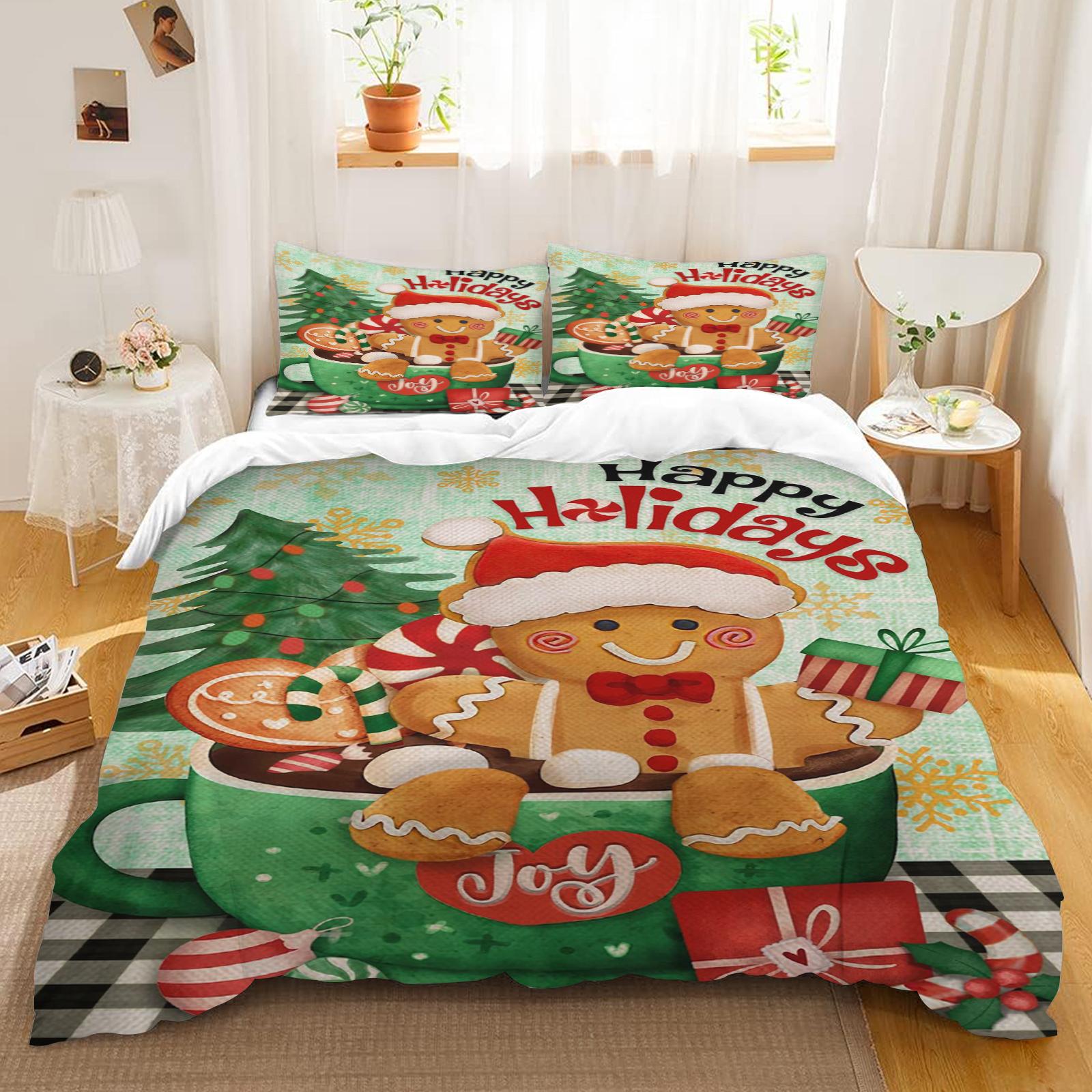 

Рождественский снеговик с рисунком из мультфильма Пододеяльник 3-х частей Наволочка Детская спальня Украшение Праздничный подарок 135x200cm 2pcs