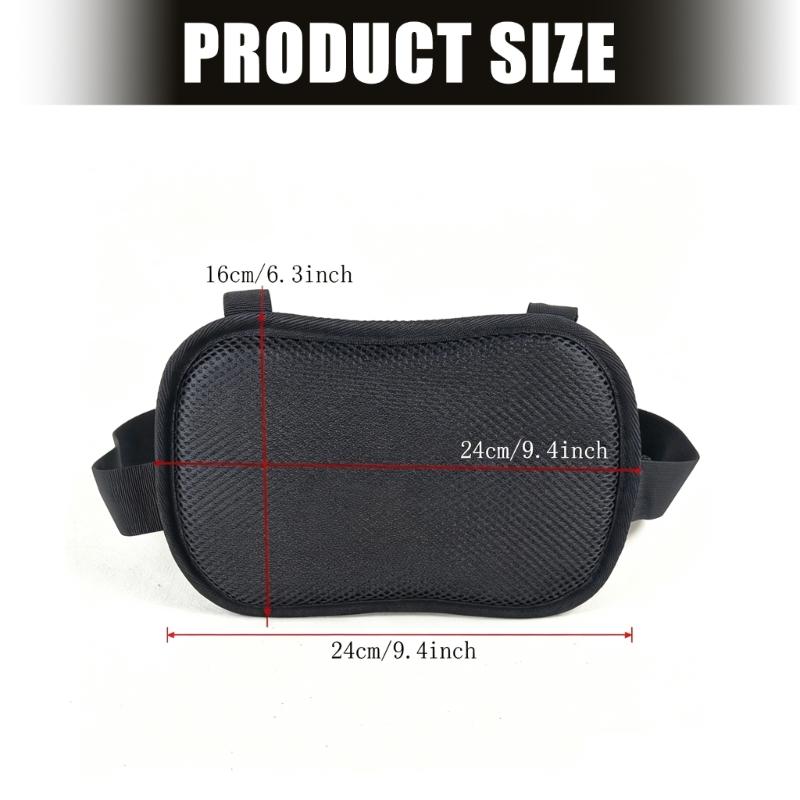 Black Rear Seat Hand Grip for Motorcycle Passenger Travel, Buckle Strap Design With Padded Woven Fabric Support Base Panel for Road Use