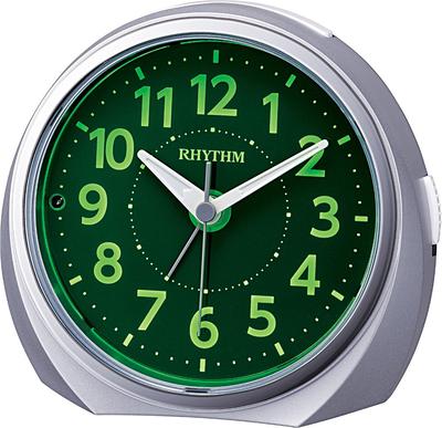 RHYTHM Luke R666 Analog Alarm Clock, Night Visibility, Dark Light, Automatic On/Off, Continuous Second Hand, Light-Concentrating Dial, Electronic Soun