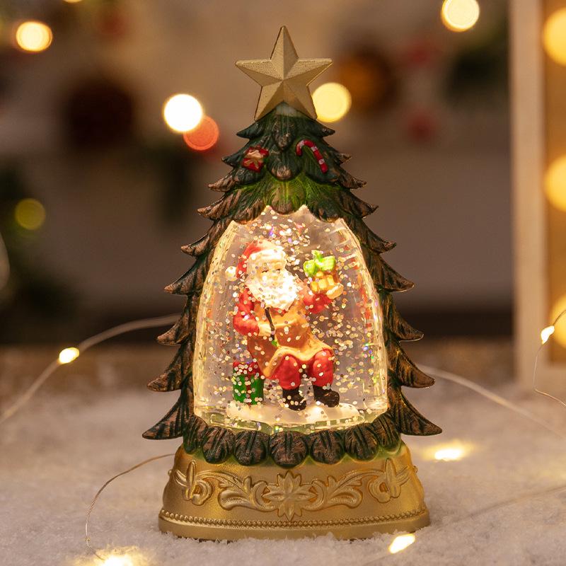 Christmas Tree Luminous Crystal Ball Ornament – Tabletop Snowing Night Light Decoration