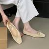 Fashion SUOJIALUN Spring New Women Flat Shoes Fashion Mesh Round Toe Ladies Elegant Mary Jane Shoes Soft Sole Outdoor Dress Ballerinas