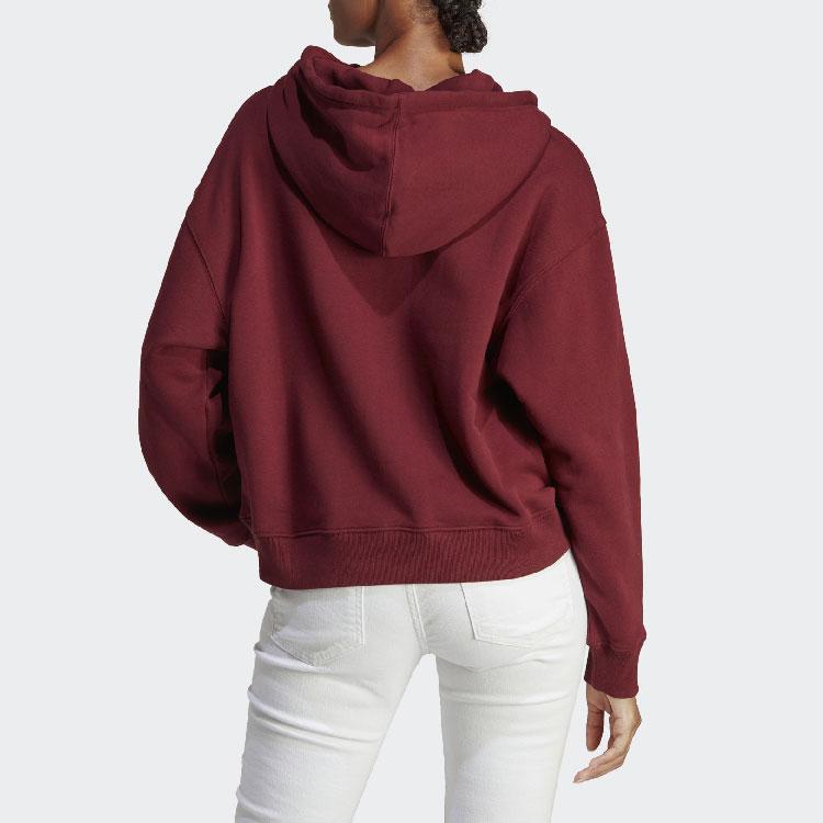 Adidas Originals Trefoil Logo Print Hoodie With Drawstring Women Hoodie Red IC5990