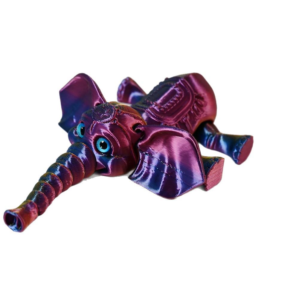 3D Printed Cartoon Elephant Toy with Movable Limbs and Ears - Children's Gift Ornament