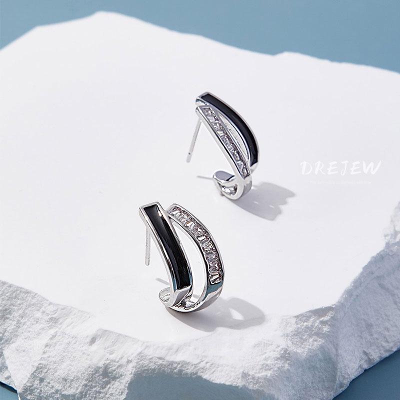 Silver Needle Zircon Geometric Tassel Earrings: Luxurious High-End Fashion Earrings for Women