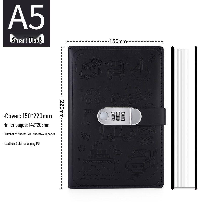 Password Diary Notebook with Lock - Thickened Cartoon Student Notepad