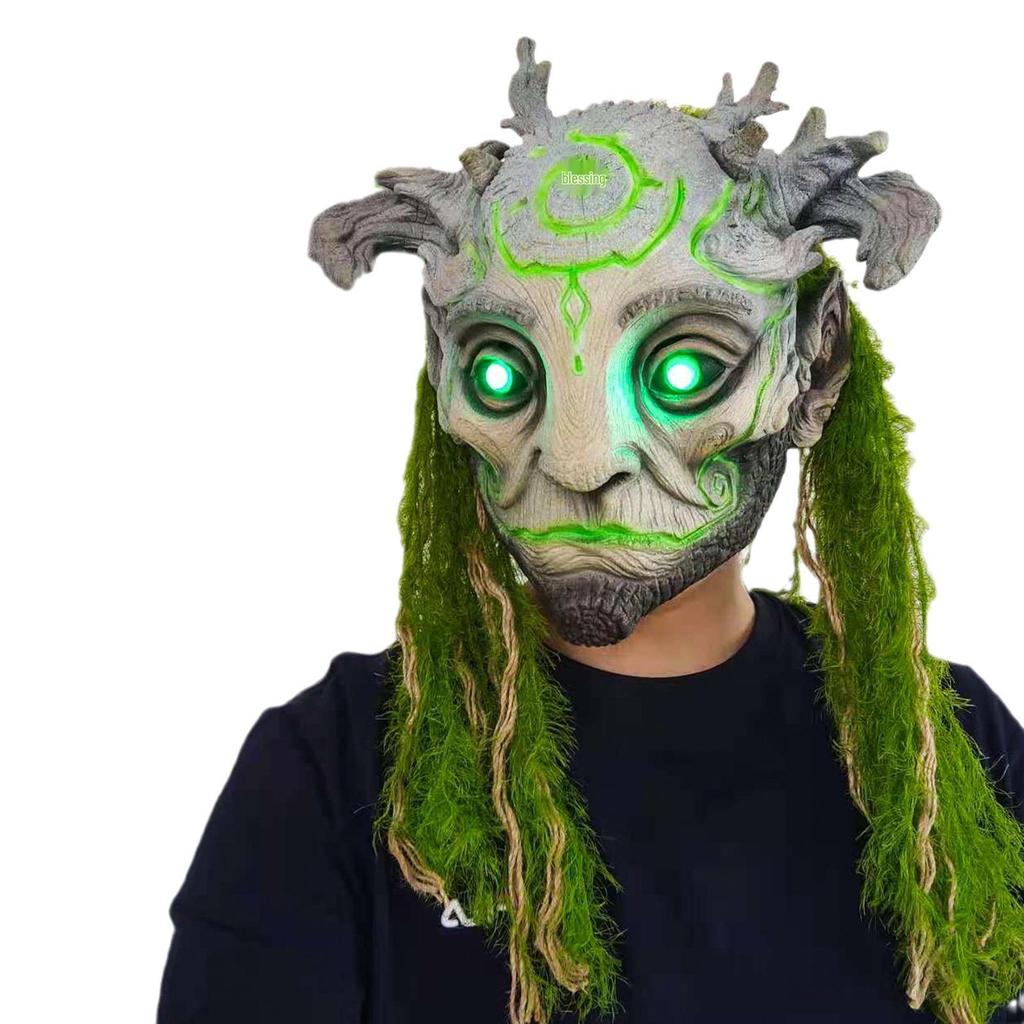Halloween Green Forest Elf Latex Mask - Old Man Design