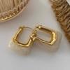 Vintage Green Resin U-shaped Hoop Earrings for Women Personality Geometric Party Jewelry Gift