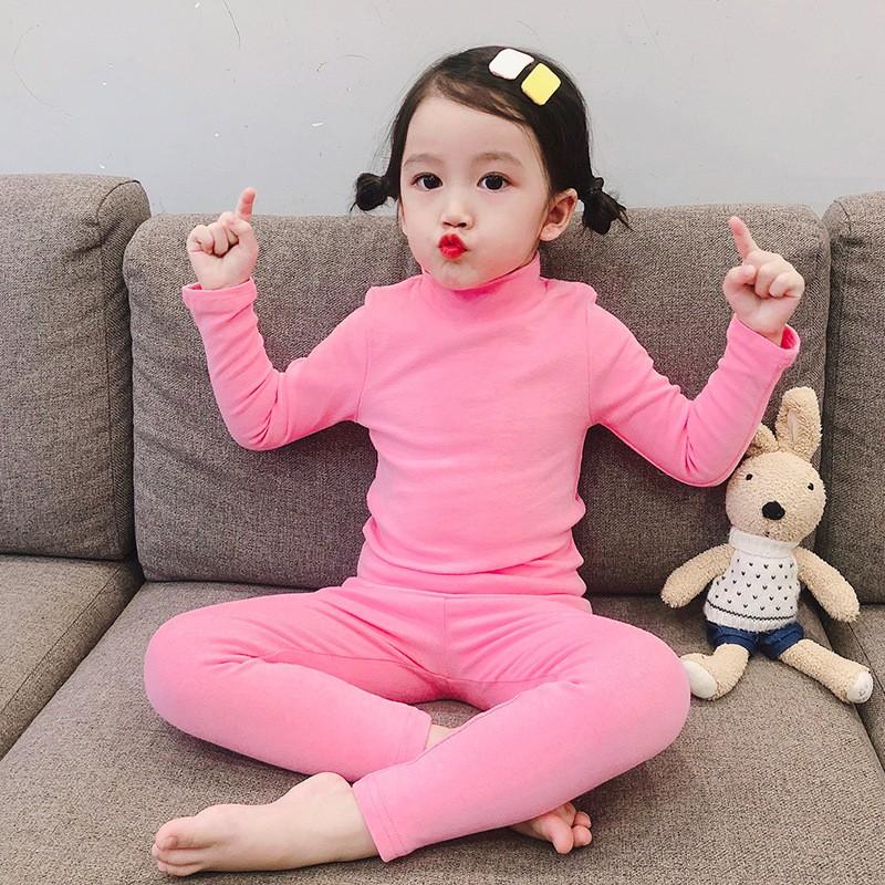 Kids Thermal Pajama Set Long Sleeve Cotton Fleece-Lined Sleepwear Boys Girls Winter A-Class Safety